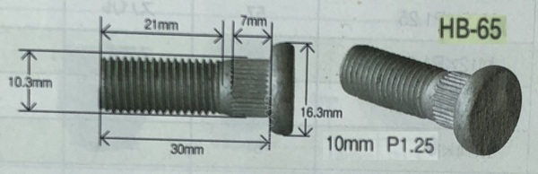 Шпилька колесная HB-65/ 09119-10049 М10х P1.25  (Suzuki)
